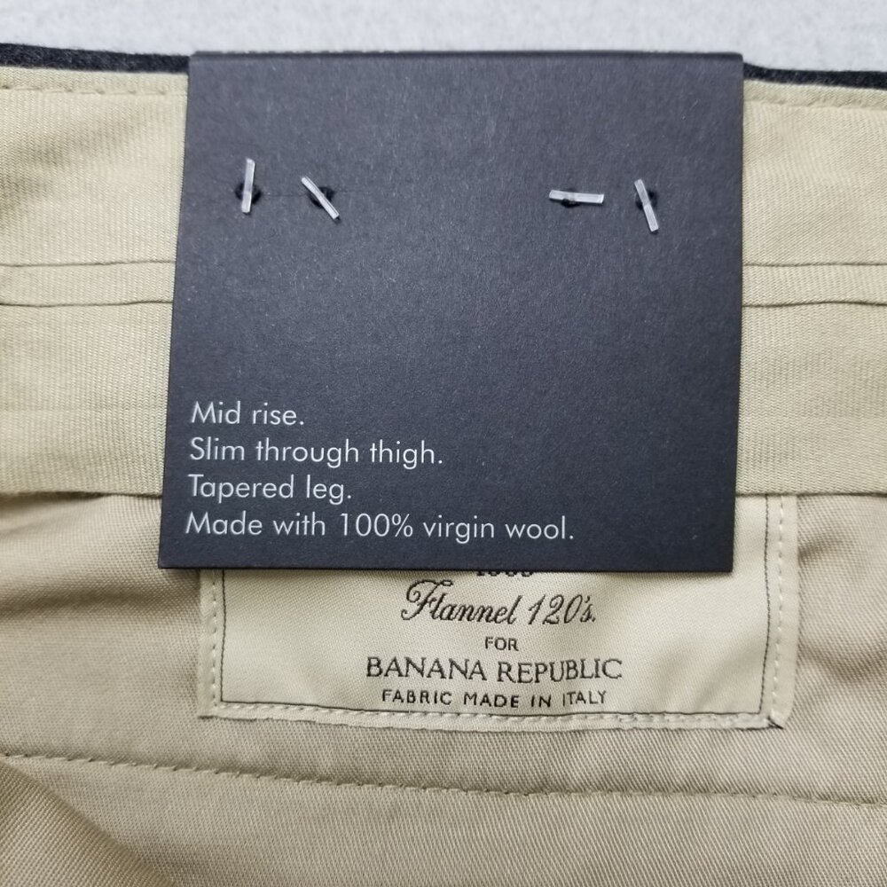 Banana Republic Pants Mens Gray Tapered Soft Virgin Wool Vitale Flannel 120's - Picture 9 of 12